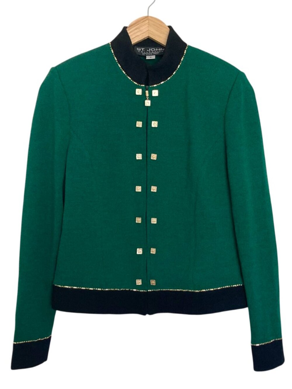St John Collection by Marie Gray Mock Neck Santana Knit Jacket Size 6 Green - Picture 3 of 10